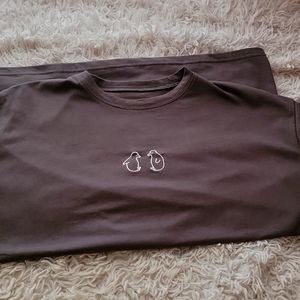 Embroidery Gray Penguin Tshirt